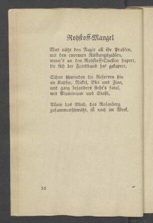 Rohstoff-Mangel