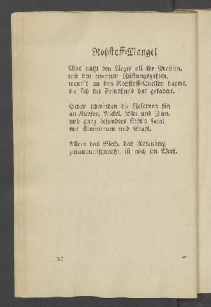Rohstoff-Mangel