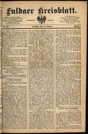 Ausgabe vom Dienstag, den 27. Januar 1885.