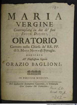 Maria Vergine contemplata in due de' suoi sette dolori