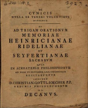 De Cynicis nulla re teneri volentibus