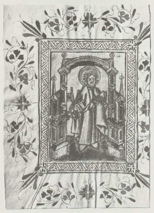 Petrus mit Buch und Schlüsseln (Ganzfigur in Bogenarchitektur)