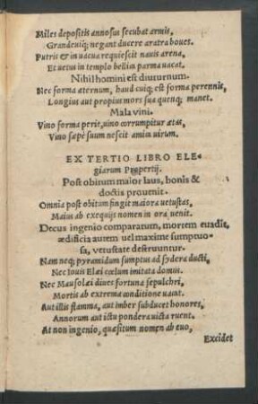 Ex Tertio Libro Elegiarum Propertii.