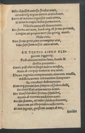 Ex Tertio Libro Elegiarum Propertii.