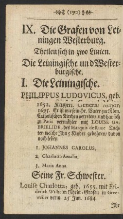 IX. Die Grafen von Leiningen Westerburg.