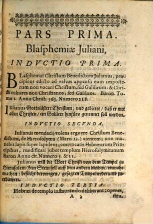 Maria Virgo Blasphemiarvm Vltrix, Sive Julianus Apostata ob blasphemias divinitus interemptus. Drama : In Scenam publice datum ... Ab ... Nobili Academica Ivventvte, Collegij Casarei, Societatis Iesu, Viennae Austriae ... Anno M.DC.XXXV. Mense Februario. Die 13.