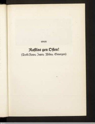 Rastlos gen Osten! (Troki-Nowe, Jewie, Wilna, Smorgon)