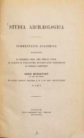 Studia archaeologica