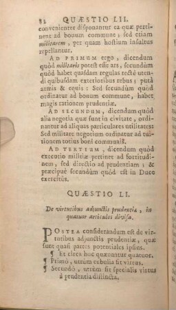 Quaestio LI. De virtutibus adjunctis prudentiae, in quatuor articulos divisa.