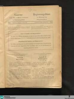 Gazette of the Office of Military Government for Württemberg-Baden