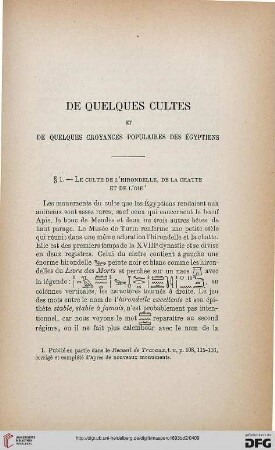 De quelques cultes et de quelques croyances populaires des Égyptiens