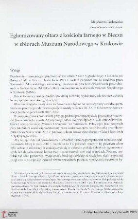 Seria nowa: Eglomizowany ołtarz z kościoła farnego w Bieczu w zbiorach Muzeum Narodowego w Krakowie