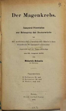 Der Magenkrebs