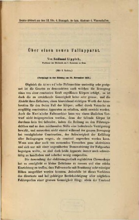 Über einen neuen Fallapparat : vorgelegt in der Sitzung am 30. November 1865