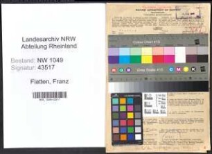Entnazifizierung Franz Flatten , geb. 06.07.1896 (Brandmeister)