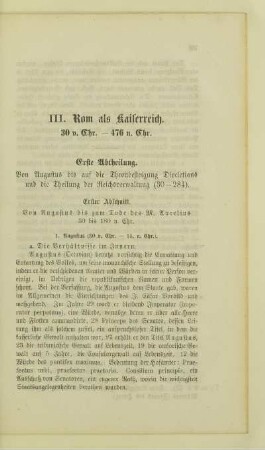 III. Rom als Kaiserreich. 30 v.Chr. - 476 n. Chr