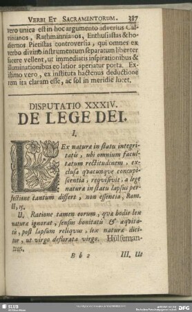 Disputatio XXXIV. De Lege Dei