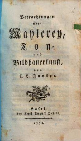 Betrachtungen über Mahlerey, Ton- und Bildhauerkunst