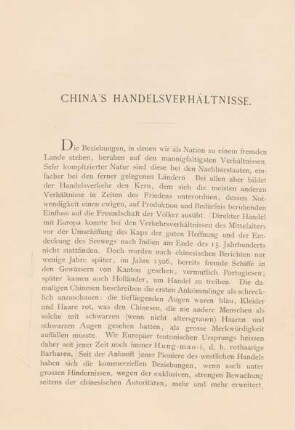 China's Handelsverhältnisse
