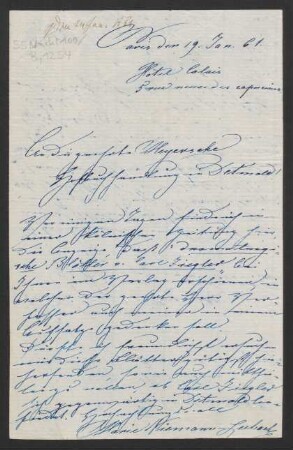 Brief an Meyer'sche Hofbuchhandlung  : 19.01.1861
