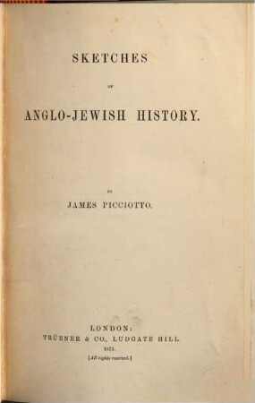 Sketches of Anglo-Jewish history