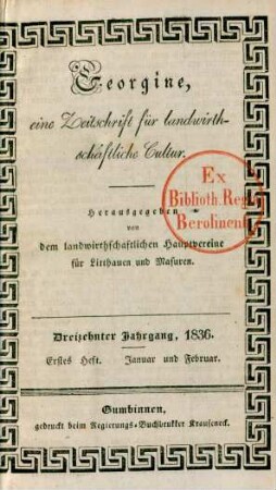Dreizehnter Jahrgang, 1836. Erstes Heft. Januar und Februar.