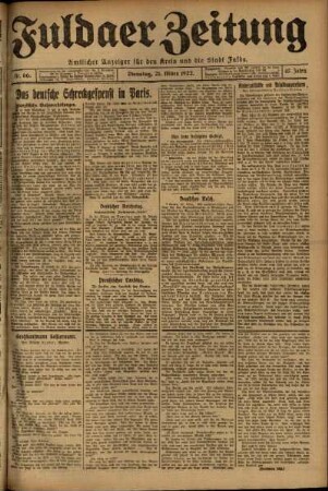 Ausgabe vom Dienstag, den 21. März 1922.
