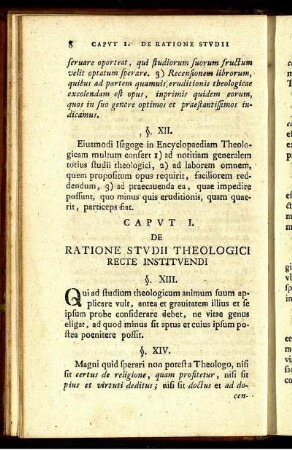 Caput I. De Ratione Studii Theologici Recte Instituendi. - Caput V. De Lingua Graeca.