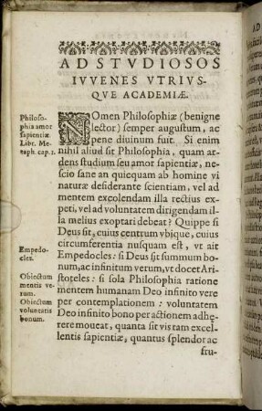 Ad Studiosos Iuvenes Utriusque Academiæ.