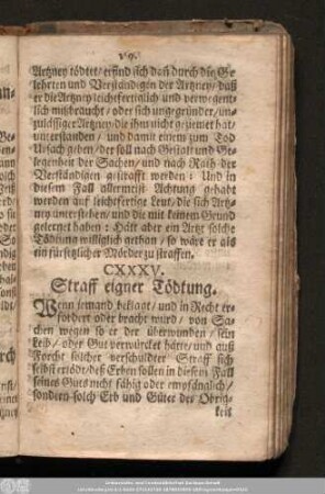 CXXXV. Straff eigner Tödtung.
