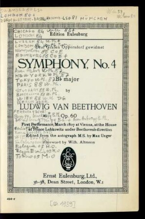 Symphony no. 4 : B♭ major : op. 60