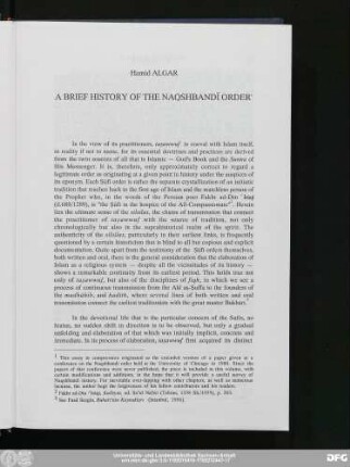 Hamid Algar A Brief History Of The Naqshbandī Order