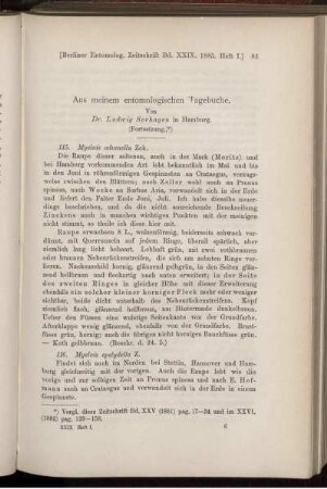 Aus meinem entomologischen Tagebuche.