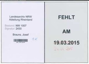 Entnazifizierung Josef Brauns , geb. 02.06.1910 (Lehrerin)