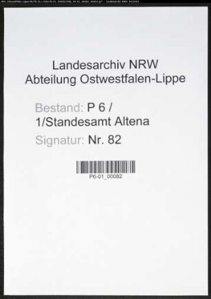 Heiratsregister Standesamt Altena