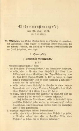 Einkommensteuergesetz vom 24. Juni 1891