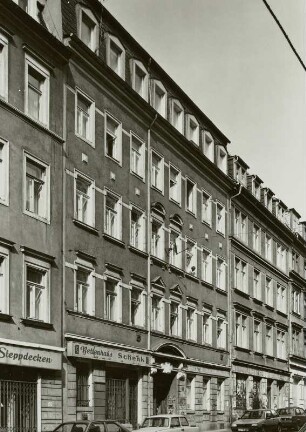 Dresden-Neustadt, Louisenstraße 47/49. Wohnhäuser mit Läden (um 1885). Straßenansicht