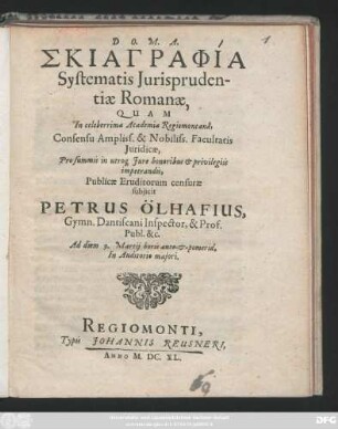 Skiagraphia Systematis Iurisprudentiae Romanae