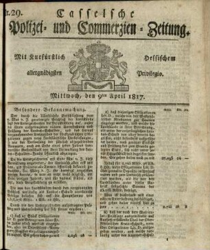 Nr. 29, Mittwoch, den 9ten April 1817