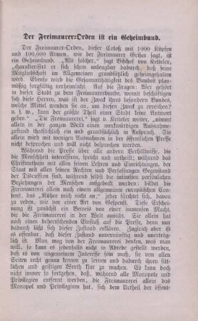 Der Freimaurer-Orden ist ein Geheimbund.