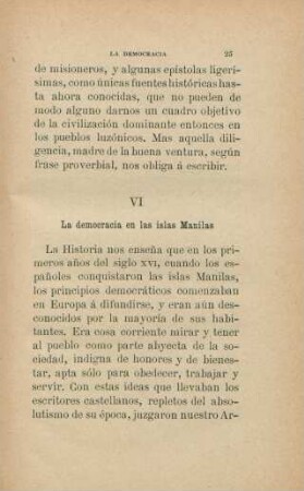 VI. La democracia en las islas Manilas