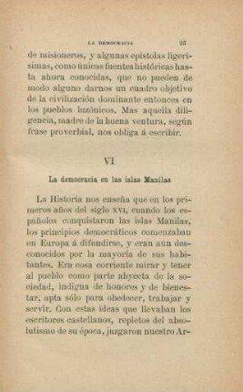 VI. La democracia en las islas Manilas