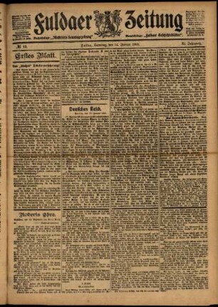 Erste Ausgabe vom Samstag, den 14. Januar 1905.