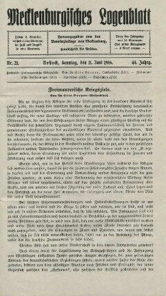 Nr. 21. Rostock, Sonntag, den 11. Juni 1916.