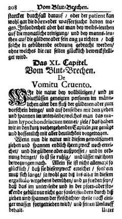 Das XL. Capitel. Vom Blut-Brechen. De Vomitu Cruento.