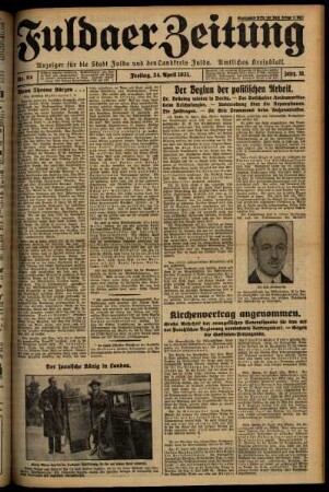 Erste Ausgabe vom Freitag, den 24. April 1931.