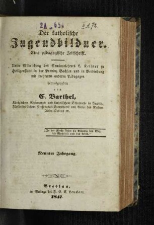 9: Der katholische Jugendbildner - 9.1847