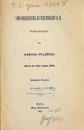 Horribilicribrifax : Scherzspiel