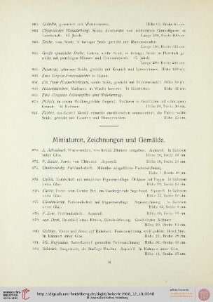 Miniaturen, Zeichnungen und Gemälde (Nr. 872-937)