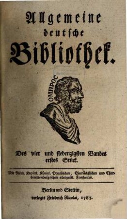 Allgemeine deutsche Bibliothek. 74. 1787